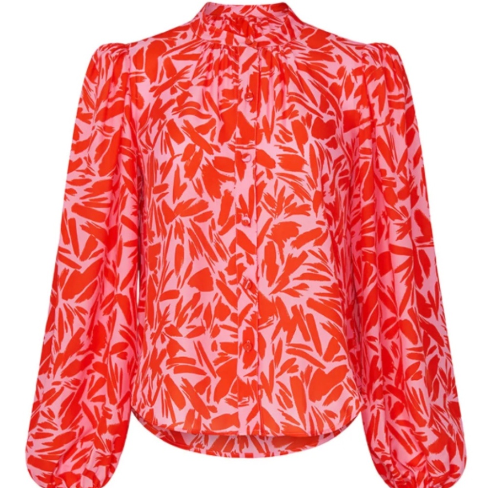 Veronica Beard Ashlynn brush stroke print silk blend blouse sz. 8